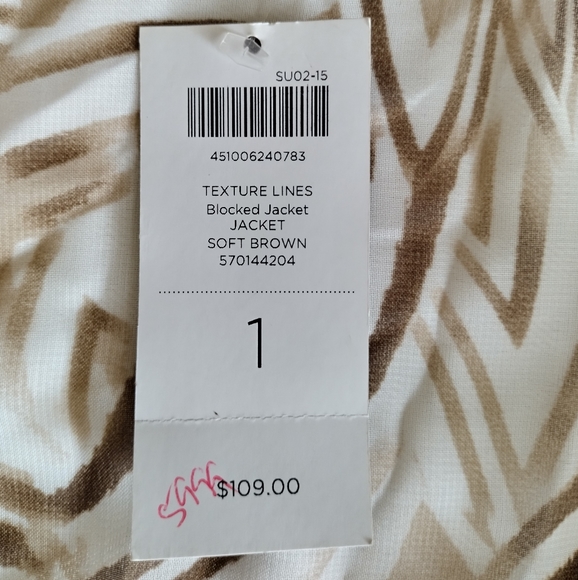 Travelers by Chico's TEXTURE LINES open front cardigan brown wavy lines size 1 - Picture 4 of 8